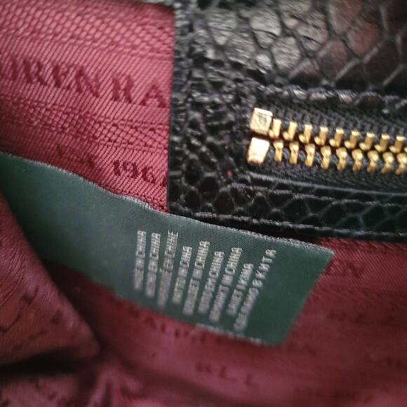 NEW Lauren Ralph Lauren Banbury Snake Envelope Clutch Black Evening - Picture 8 of 10